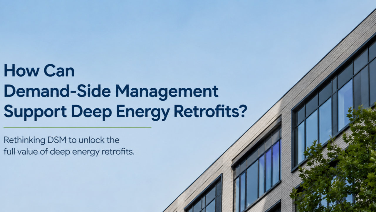 Article cover showing a modern building and the title: How Can Demand-Side Management Support Deep Energy Retrofits?