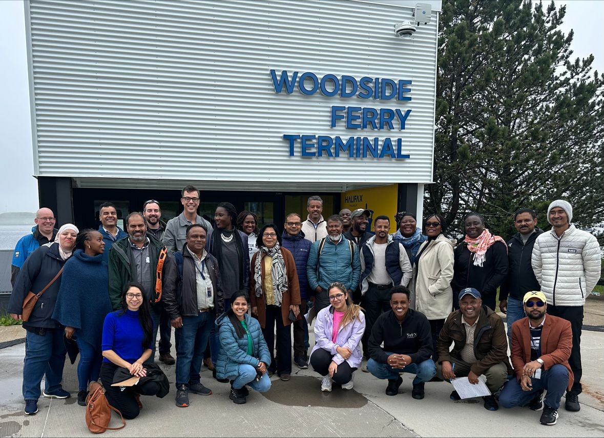 A group visiting the Woodside Ferry Terminal.